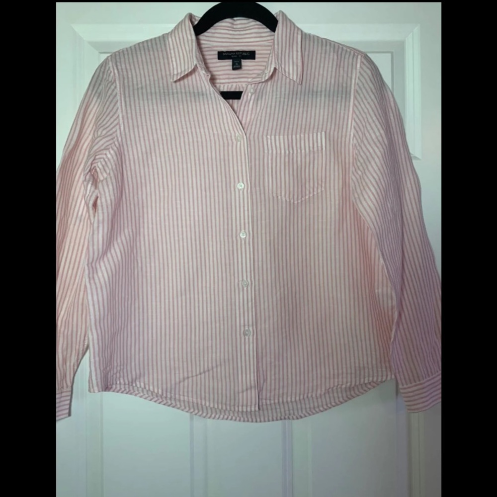 Pink striped collar shirt